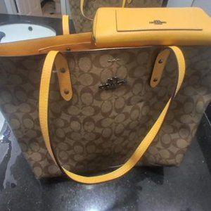 Coach signature tote and wallet